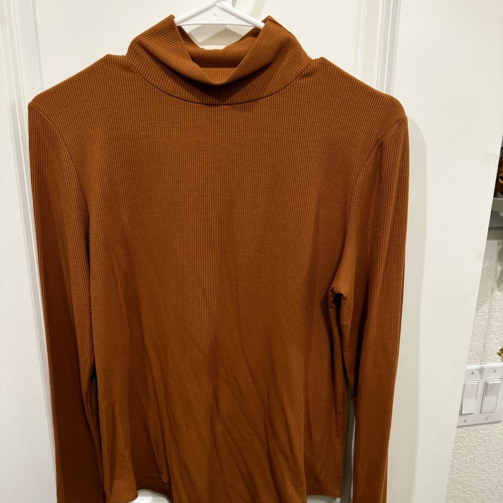 Carmel Brown Ribbed Turtleneck Bodysuit Size XL
